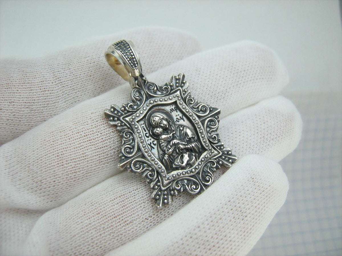 Pendentif Russe En Métal Argenté, Vierge Vladimir, Modèle #4, Neuf Avec étiquettes
