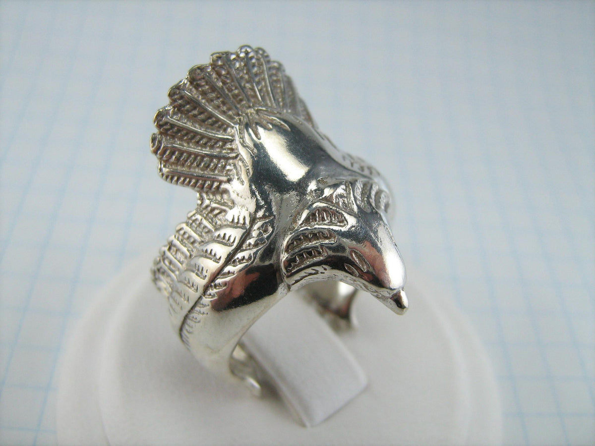 SOLID 925 Sterling Silver Ring US size 8.5 8.75 Adjustable Big Large Huge  Heavy Bird Eagle Hawk Amulet Handicraft Handiwork New Fine Jewelry RI001031