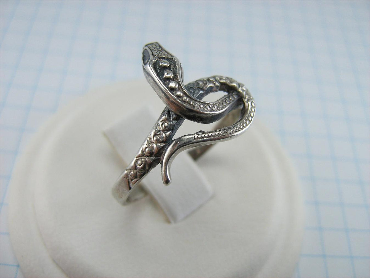 SOLID 925 Sterling Silver Ring Band US size 9.75 Snake Serpent Boa Python  Animal Reptile Vintage Handcrafted Jewelry RI001218