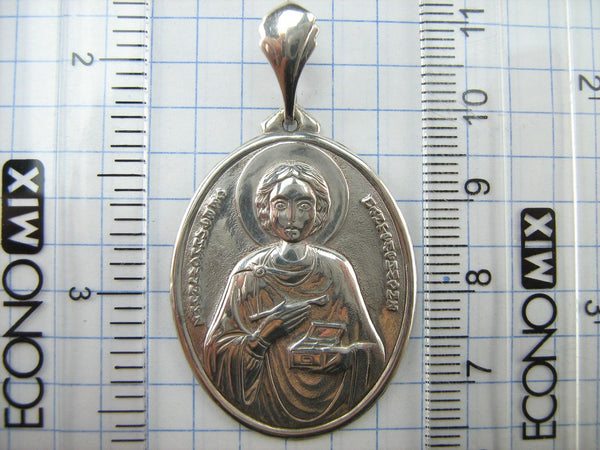 New 875 Silver large oval icon pendant with Saint Panteleimon the Healer and patron of Doctors. Item number MD001784. Picture 4