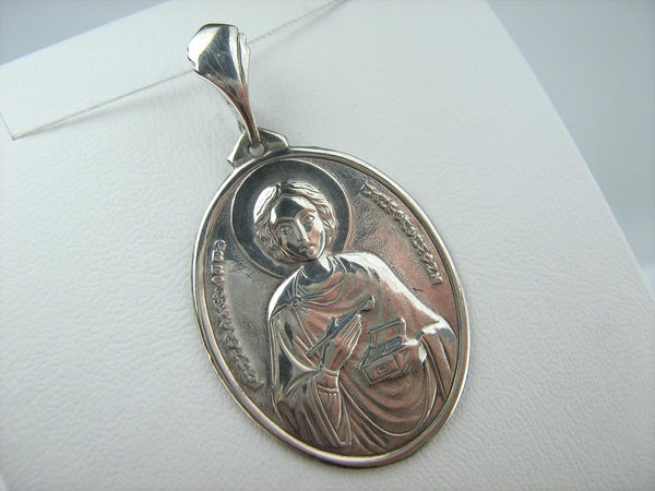 New 875 Silver large oval icon pendant with Saint Panteleimon the Healer and patron of Doctors. Item number MD001784. Picture 12