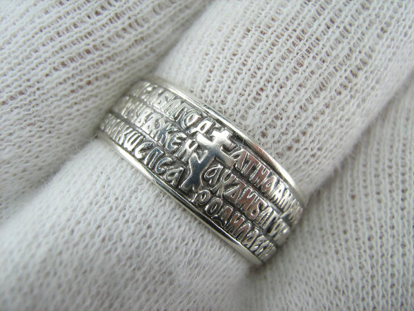 Solid 925 Sterling Silver ring with Hail Mary prayer text to Mother of God decorated with old believers cross. Item code RI001374. Picture 4