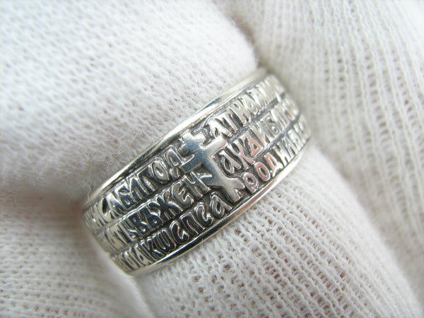 Solid 925 Sterling Silver ring with Hail Mary prayer text to Mother of God decorated with old believers cross. Item code RI001374. Picture 6