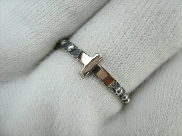 925 Sterling Silver and 375 gold finger rosary ring depicting cross. Item code RI001936. Picture 10