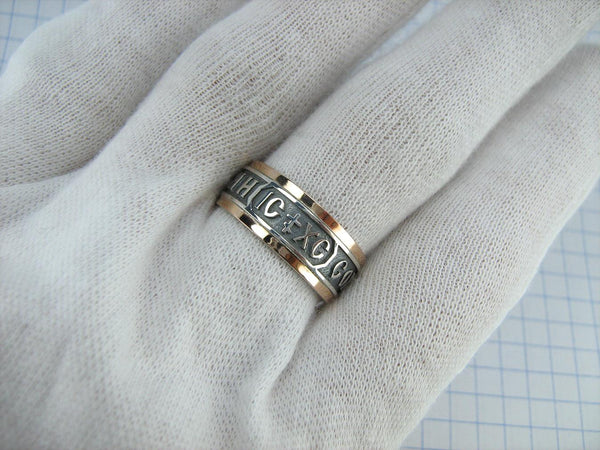 925 Sterling Silver and 375 gold band with prayer text and Jesus Christ name. Item code RI001922. Picture 11