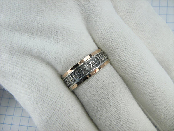 925 sterling silver and 375 gold band with prayer text and Jesus Christ name. Item code RI001926. Picture 13