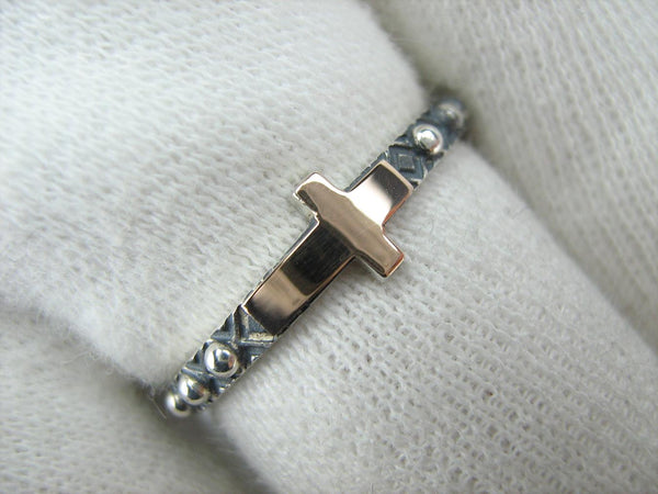 925 Sterling Silver and 375 gold finger rosary ring depicting cross. Item code RI001936. Picture 12