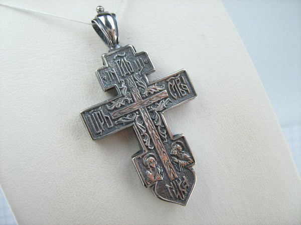 Vintage solid 925 Sterling Silver cross locket (encolpion) pendant depicting cross, Mother of God Mary and Saint John the Baptist with Christian prayer scripture. Item number CR001188. Picture 18