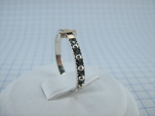 925 Sterling Silver and 375 gold finger rosary ring depicting cross. Item code RI001934. Picture 3