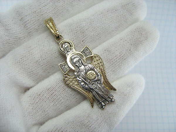 925 Sterling Silver Gold Plated icon pendant and medal depicting Saint Angel the Power. Picture 2