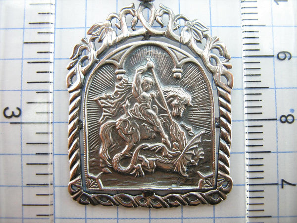 Vintage solid 925 Sterling Silver icon pendant and medal depicting Saint George’s battle with Dragon. Item number MD001671B. Picture 8