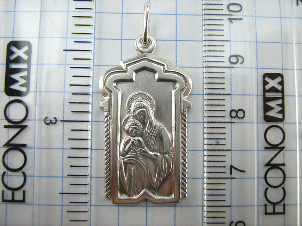 925 Sterling Silver icon pendant and medal in frame depicting Mother of God and Jesus Christ child. Item number MD001789. Picture 6