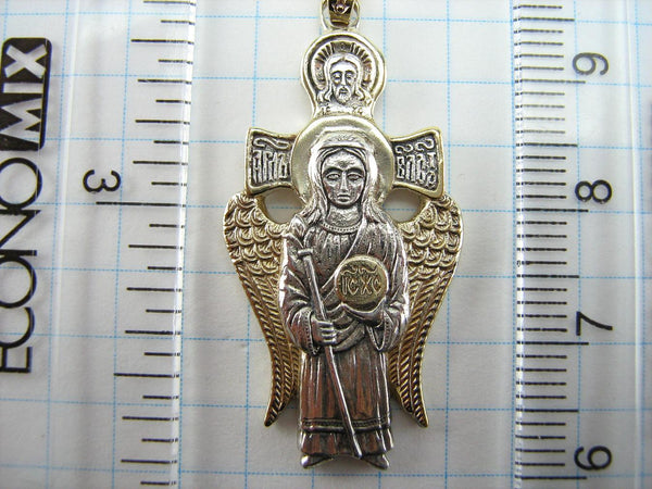 925 Sterling Silver Gold Plated icon pendant and medal depicting Saint Angel the Power. Picture 8