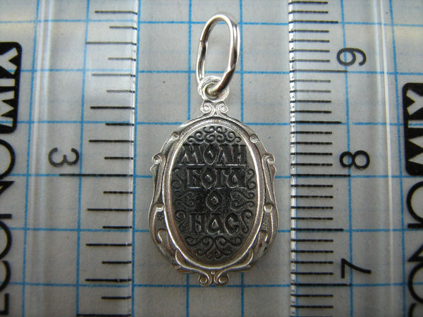 Solid 925 Sterling Silver small oval oxidized icon pendant and medal with prayer inscription to Saint Joanna Myrrhbearer decorated with filigree oval frame. Item number MD000697. Picture 9