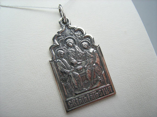 925 Sterling Silver icon pendant and medal with Christian prayer inscription to the Holy Trinity. Item code MD001399. Picture 5