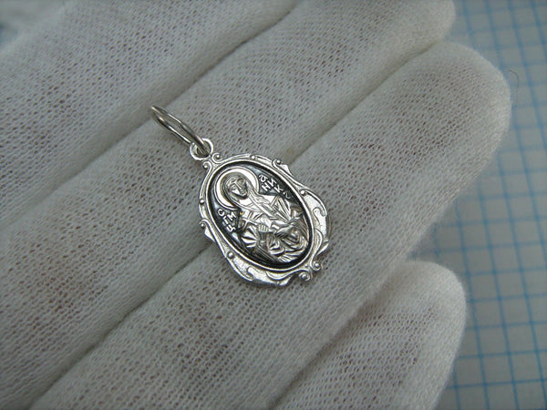 925 Sterling Silver icon pendant and medal with prayer inscription to Saint Martyr Nika decorated with filigree oval frame. Item number MD000714. Picture 2