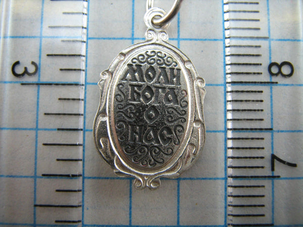 New 925 Sterling Silver small oval oxidized icon and medal with filigree frame Christian prayer to Saint Wenceslaus or Vyacheslav, Czech King of Bohemia. Picture 11