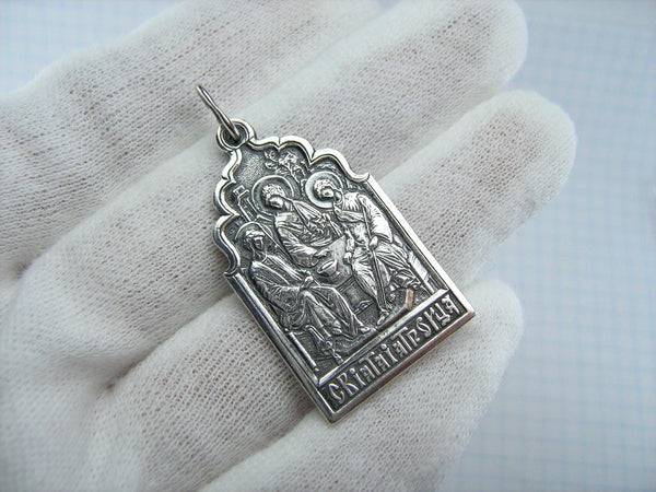 925 Sterling Silver icon pendant and medal with Christian prayer inscription to the Holy Trinity. Item code MD001399. Picture 2
