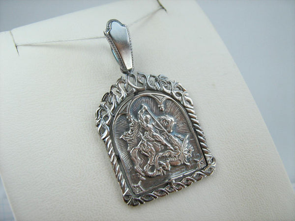 Vintage solid 925 Sterling Silver icon pendant and medal depicting Saint George’s battle with Dragon. Item number MD001671B. Picture 5