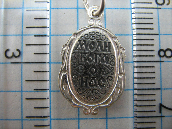 New solid 925 Sterling Silver detailed and oxidized pendant and medal in filigree frame depicting the icon of Mother Mary Tenderness, also called Eleousa, and Jesus Christ. Item number MD000712. Picture 10