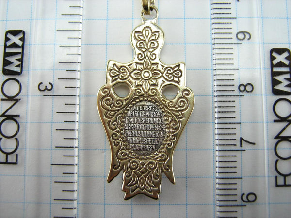925 Sterling Silver Gold Plated icon pendant and medal depicting Saint Angel the Power. Picture 12