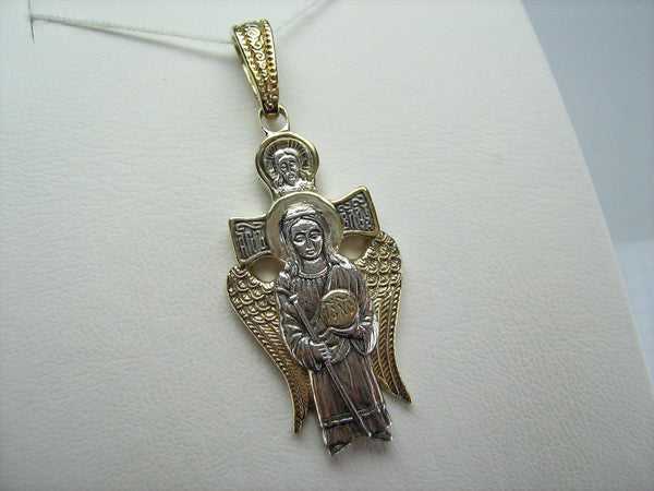 925 Sterling Silver Gold Plated icon pendant and medal depicting Saint Angel the Power. Picture 5