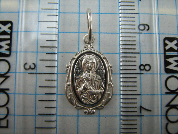 925 Sterling Silver icon pendant and medal with prayer inscription to Saint Martyr Nika decorated with filigree oval frame. Item number MD000714. Picture 6