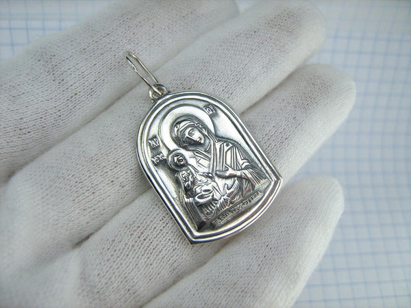 925 Sterling Silver icon pendant and medal in openwork frame depicting Mother of God of the Three Hands. Item code MD001766. Picture 2