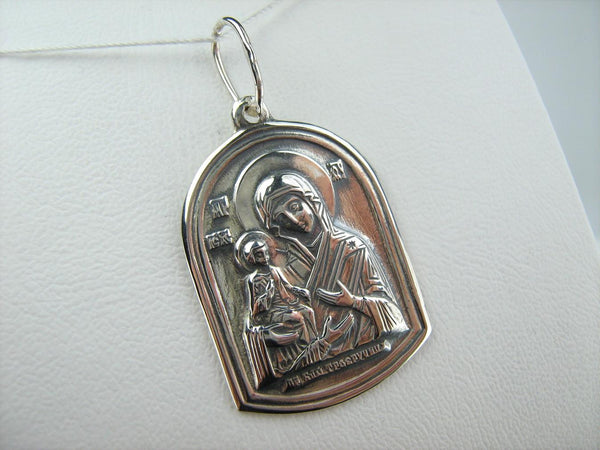 925 Sterling Silver icon pendant and medal in openwork frame depicting Mother of God of the Three Hands. Item code MD001766. Picture 14