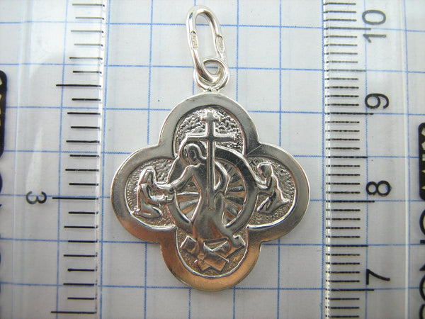 925 Sterling Silver icon pendant and cross necklace depicting Jesus Christ Resurrection, Risen Minerva, Redeemer, Descent of Christ into Hell, Anastasis. Item number MD001788. Picture 5