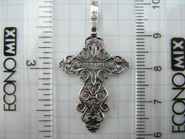 925 Sterling Silver cross pendant and crucifix with Christian prayer inscription. Picture 9.