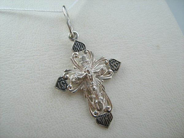 New solid 925 Sterling Silver cross pendant and crucifix with Christian prayer text. Picture 6