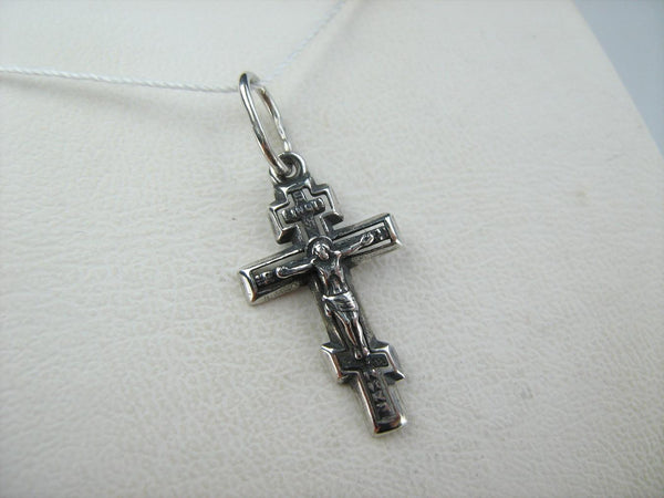 New solid 925 Sterling Silver small old believers’ cross pendant and crucifix with Christian prayer text. Item number CR000899. Picture 5