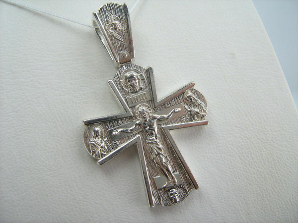 925 Sterling Silver statement cross pendant and crucifix with Cyrillic prayer inscription. Item code CR001052. Picture 5