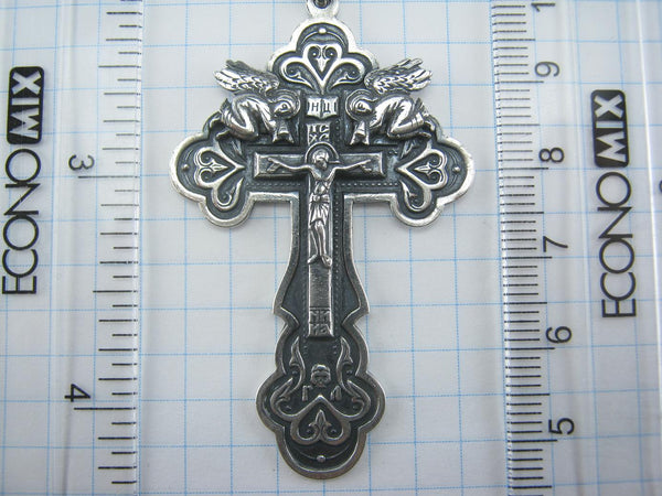 Solid 925 Sterling Silver large cross pendant and Jesus Christ crucifix with Christian prayer scripture and angels with wings. Picture 8