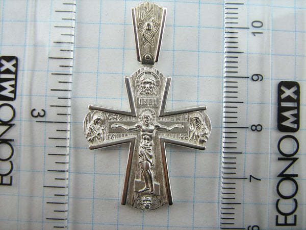 925 Sterling Silver statement cross pendant and crucifix with Cyrillic prayer inscription. Item code CR001043. Picture 6