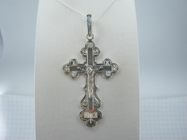 925 Sterling Silver statement trefoil cross pendant and crucifix with Christian prayer text. Item code CR001158. Picture number 4