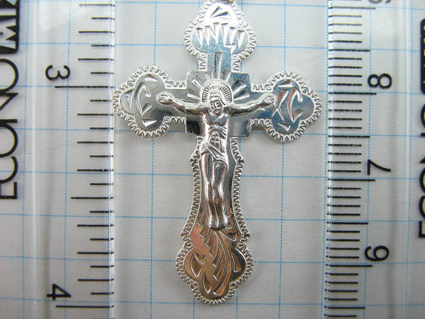 925 Sterling Silver cross pendant with crucifix and Christian prayer inscription to God decorated with hand engravings. Item number CR000745. Picture 8