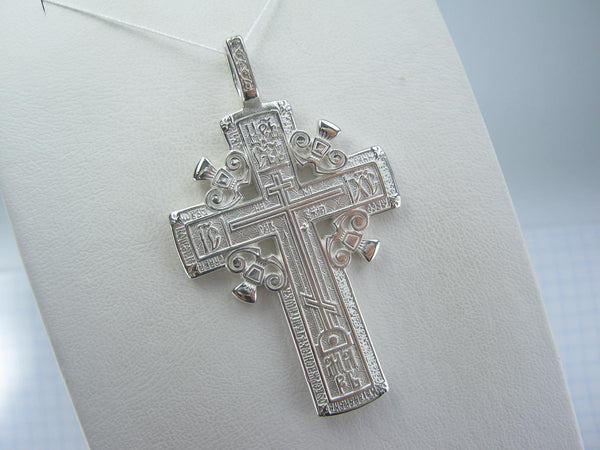 Solid 925 Sterling Silver heavy Golgotha cross pendant of steering wheel design with Christian prayer scripture. Item number CR001047. Picture 5