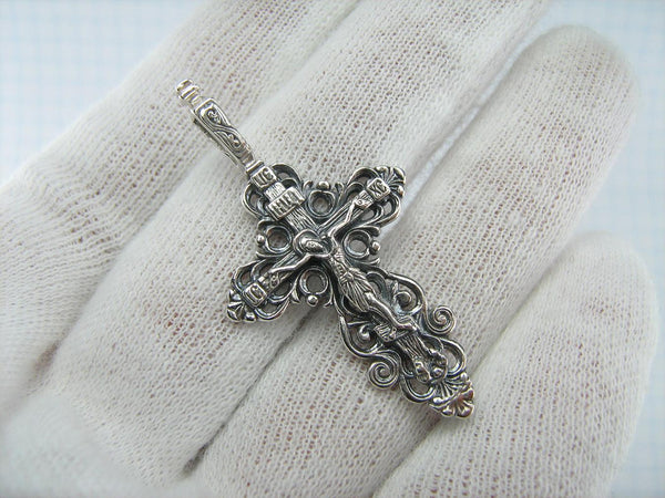 925 Sterling Silver cross pendant and crucifix with Christian prayer inscription. Picture 2.