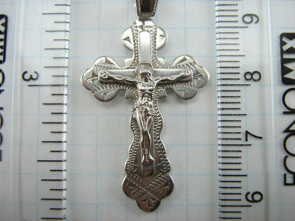 925 Sterling Silver cross pendant with crucifix and Christian prayer inscription to God decorated with laser engraving. Item code CR000690. Picture 6