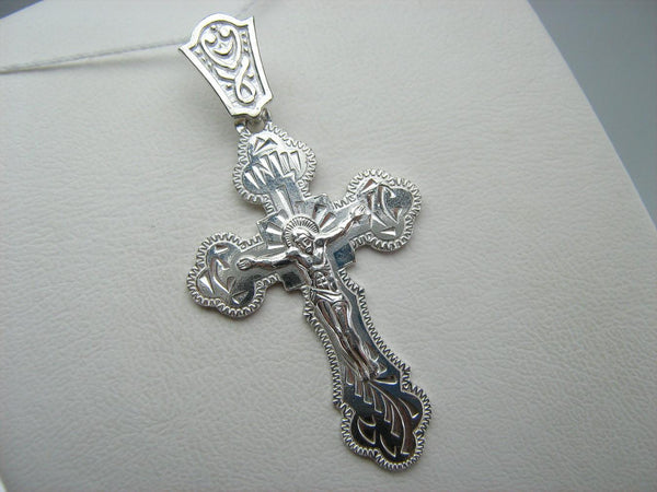 925 Sterling Silver cross pendant with crucifix and Christian prayer inscription to God decorated with hand engravings. Item number CR000745. Picture 5