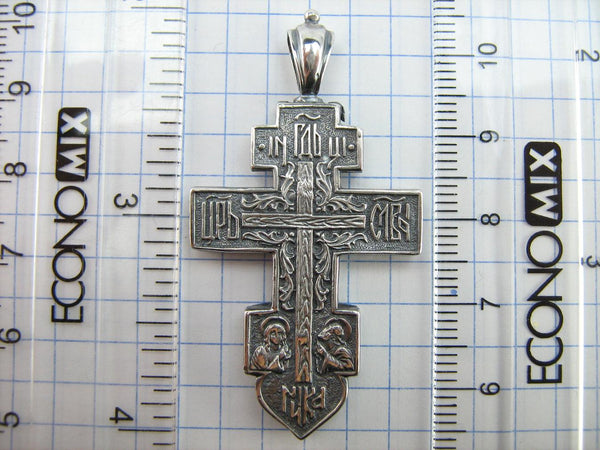 Vintage solid 925 Sterling Silver cross locket (encolpion) pendant depicting cross, Mother of God Mary and Saint John the Baptist with Christian prayer scripture. Item number CR001188. Picture 7
