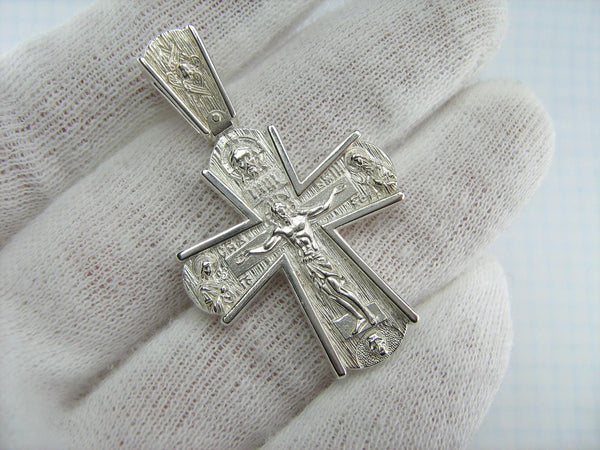 925 Sterling Silver statement cross pendant and crucifix with Cyrillic prayer inscription. Item code CR001043. Picture 2