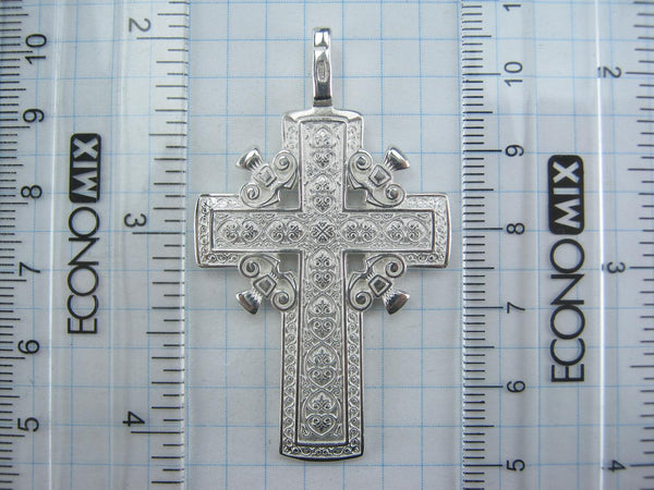 Solid 925 Sterling Silver heavy Golgotha cross pendant of steering wheel design with Christian prayer scripture. Item number CR001047. Picture 9