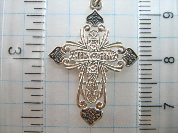 New solid 925 Sterling Silver cross pendant and crucifix with Christian prayer text. Picture 11