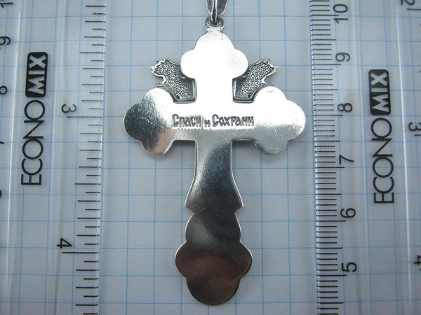 Solid 925 Sterling Silver large cross pendant and Jesus Christ crucifix with Christian prayer scripture and angels with wings. Picture 9