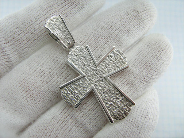 925 Sterling Silver statement cross pendant and crucifix with Cyrillic prayer inscription. Item code CR001043. Picture 3