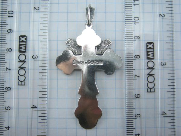 Solid 925 Sterling Silver large cross pendant and Jesus Christ crucifix with Christian prayer scripture and angels with wings. Picture 11