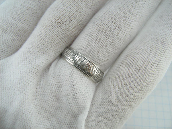 925 Sterling Silver band with Christian prayer text on the oxidized background decorated with old believers cross. Item number RI001758. Picture 10